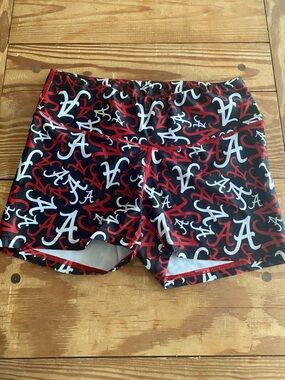 Zoot Red Black White Script-Print Athletic Shorts